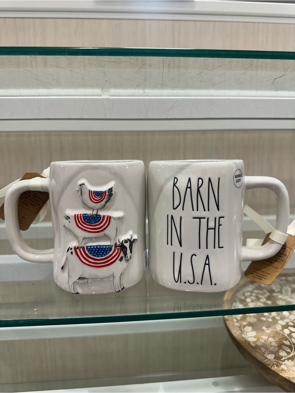 Rae Dunn White Americana Barn in the U.S.A. Mug Set